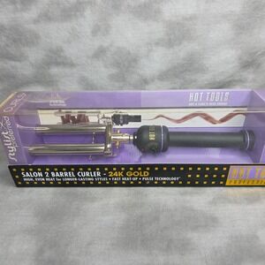 Hot‎ Tools Professional Salon 2 Barrel Curler 24k Gold Model # HTG1855 NEW